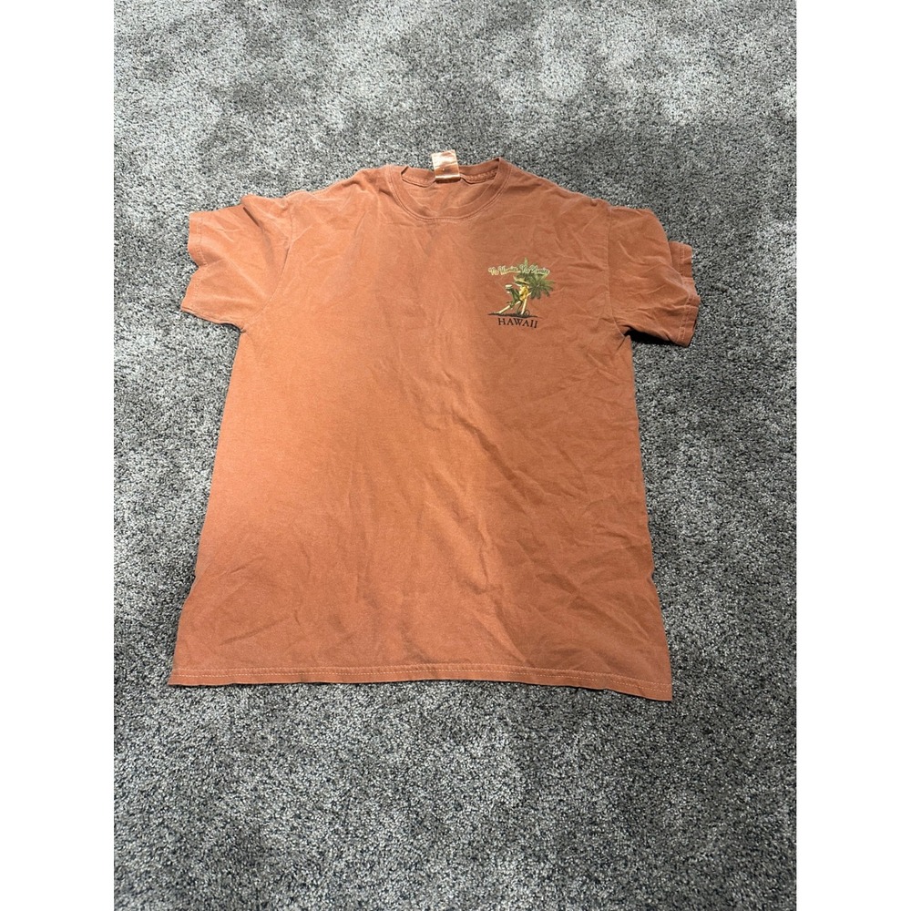Comfort Colors Hawaii No Worries No Hurries Chameleon T-Shirt Mens Medium Orange